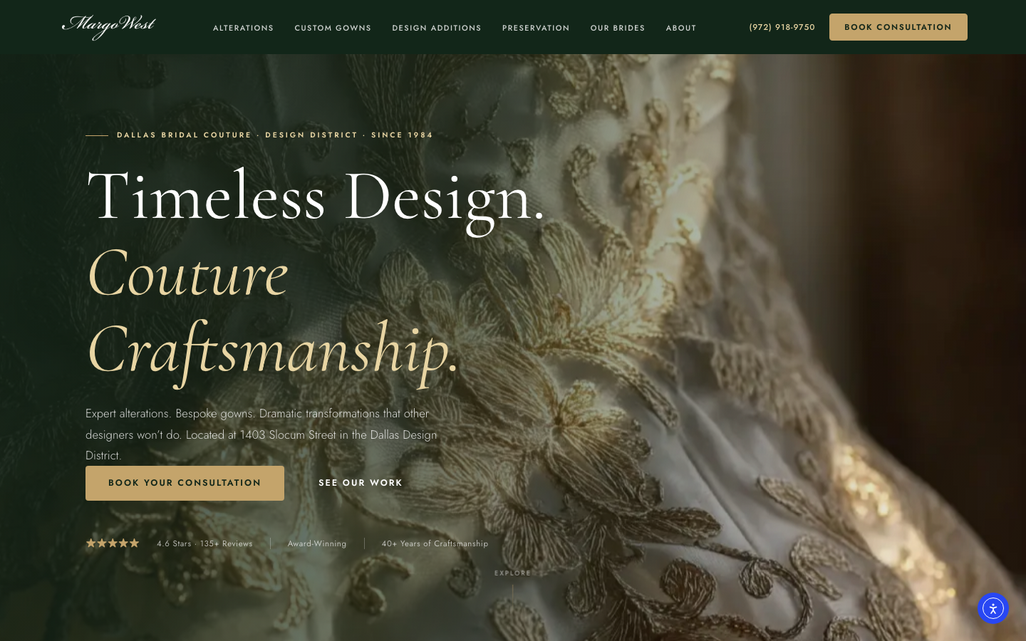 Margo West Bridal Couture - redesigned luxury website