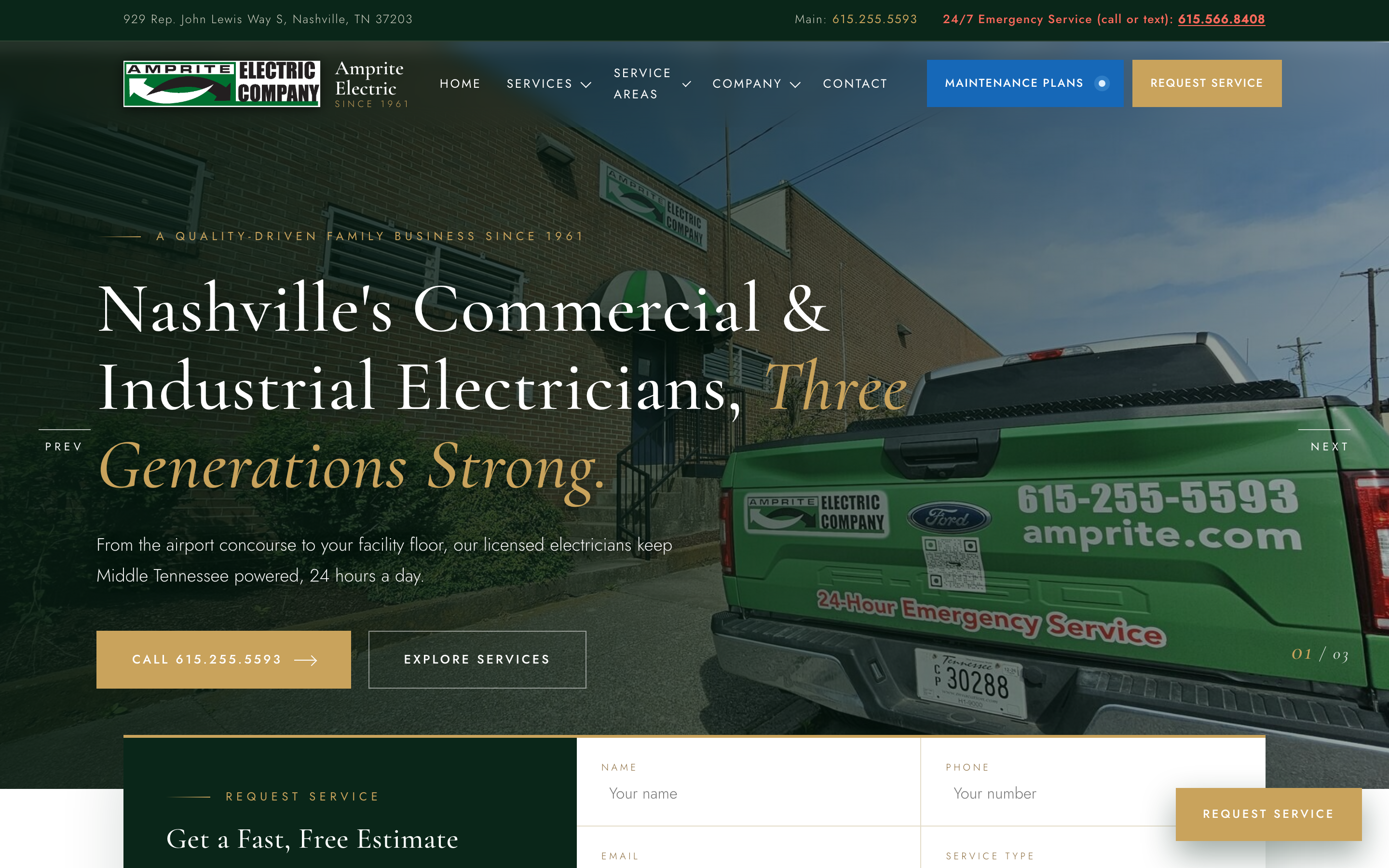 Amprite Electric - commercial and industrial electrical website build and local SEO for Nashville, TN