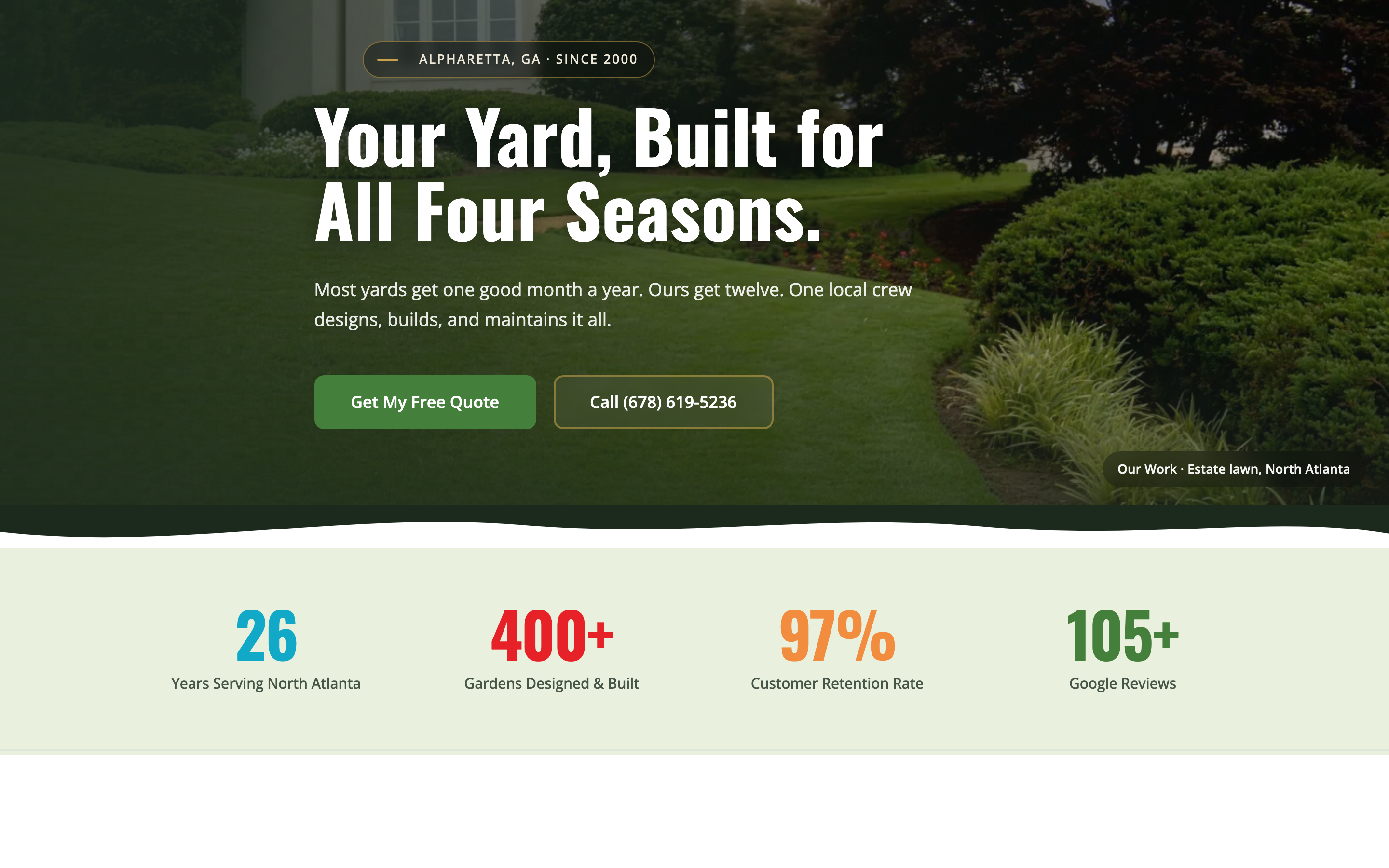 4 Seasons Landscaping - landscaping and hardscape website build and local SEO for Alpharetta, GA