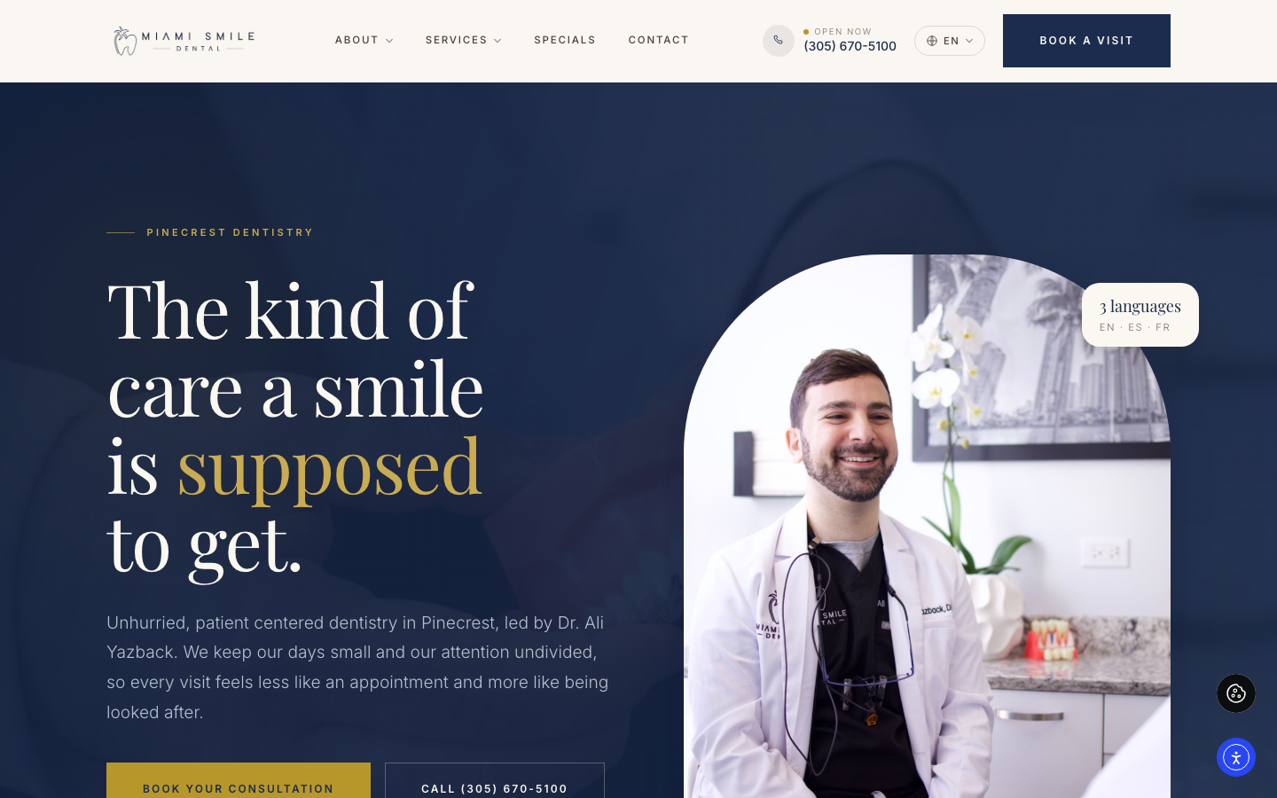 Miami Smile Dental - boutique multilingual dentistry website build and local SEO for Pinecrest