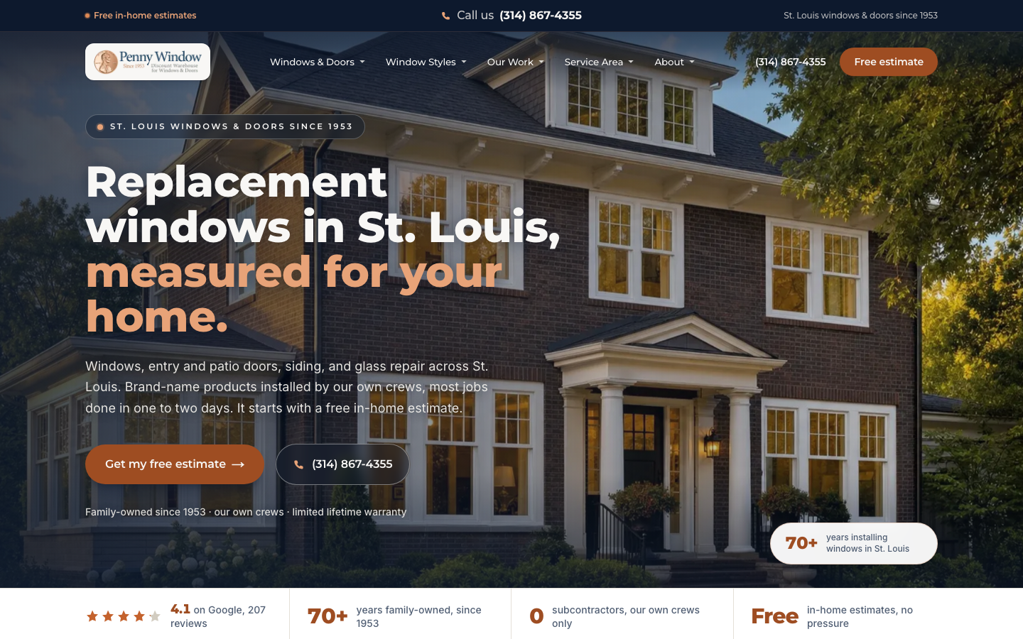 Penny Window - window and door replacement website build and local SEO for St. Louis