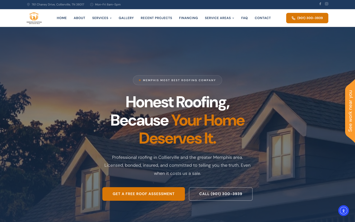 Reborn Roofing - new website and local SEO build