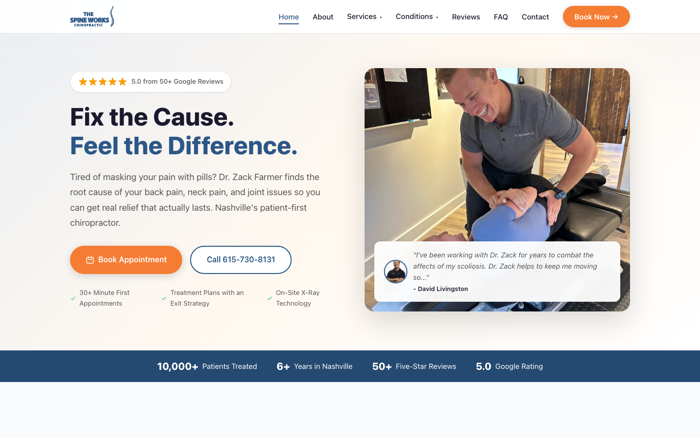 The Spine Works - custom-built chiropractic website