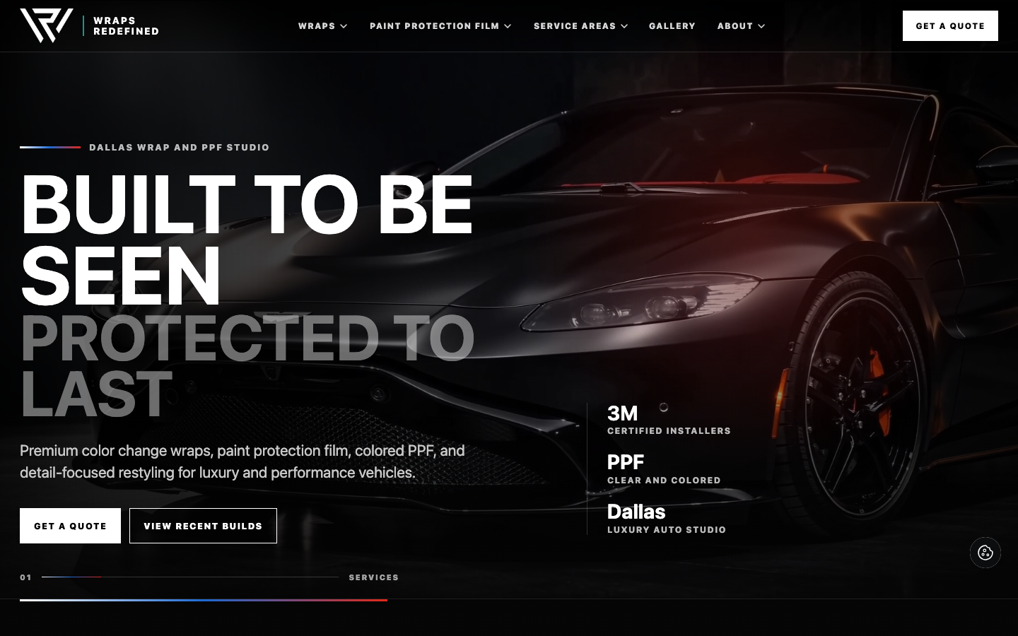 Wraps Redefined - vehicle wrap and PPF studio website build and local SEO for Dallas